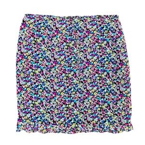 VINTAGE Y2K Allison Taylor Floral Print Silk Skirt Ruffle Hem Women’s Medium
